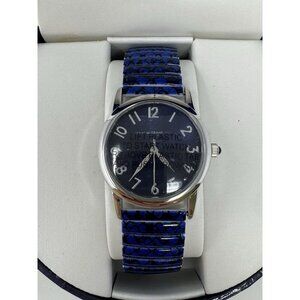 Isaac Mizrahi Live Watch Women 32mm Blue Tone Checkered Stretch New In Box
